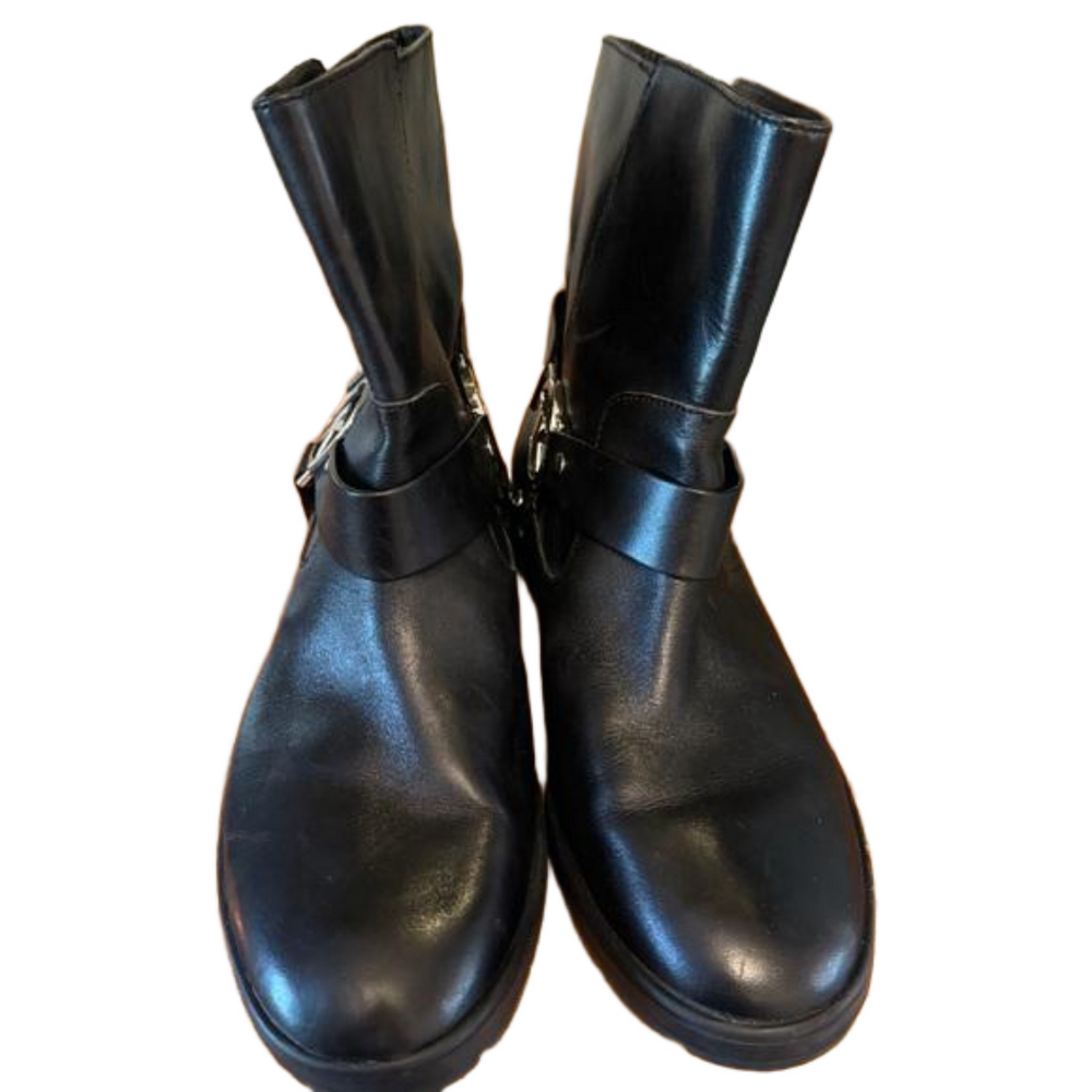 MICHAEL KORS Fulton Black Leather Biker Moto Bootie US Size 9 M - Picture 7 of 9